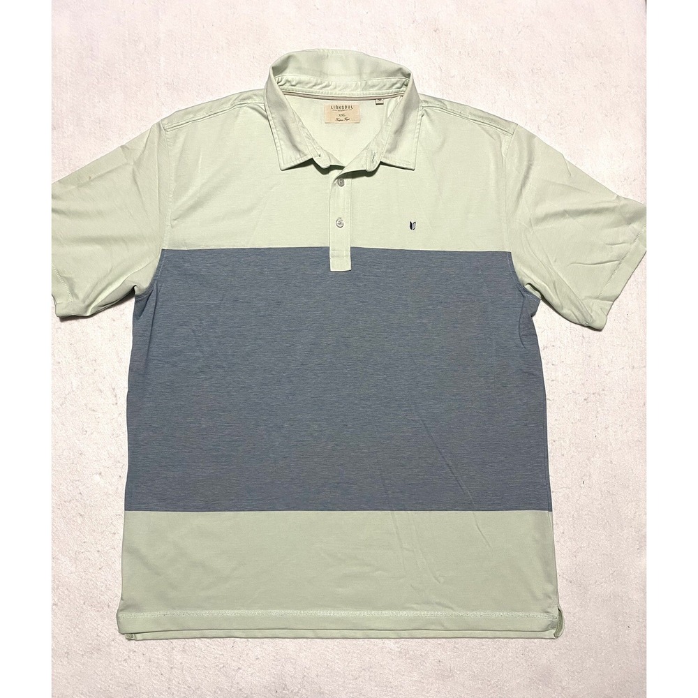 Linksoul Mens Short Sleeve Polo Shirt XXL Colorblock Golf Outdoor Green Blue